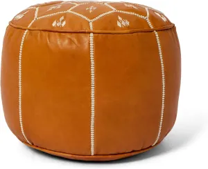 Marrakesh Gallery Unstuffed Tan Ottoman Pouf Foot Rest for Living Room - Decorative Footstool Footrest Bean Bag Chair Foot Stool Pouf Rest Storage Solution Home - Moroccan Bohemian Cover