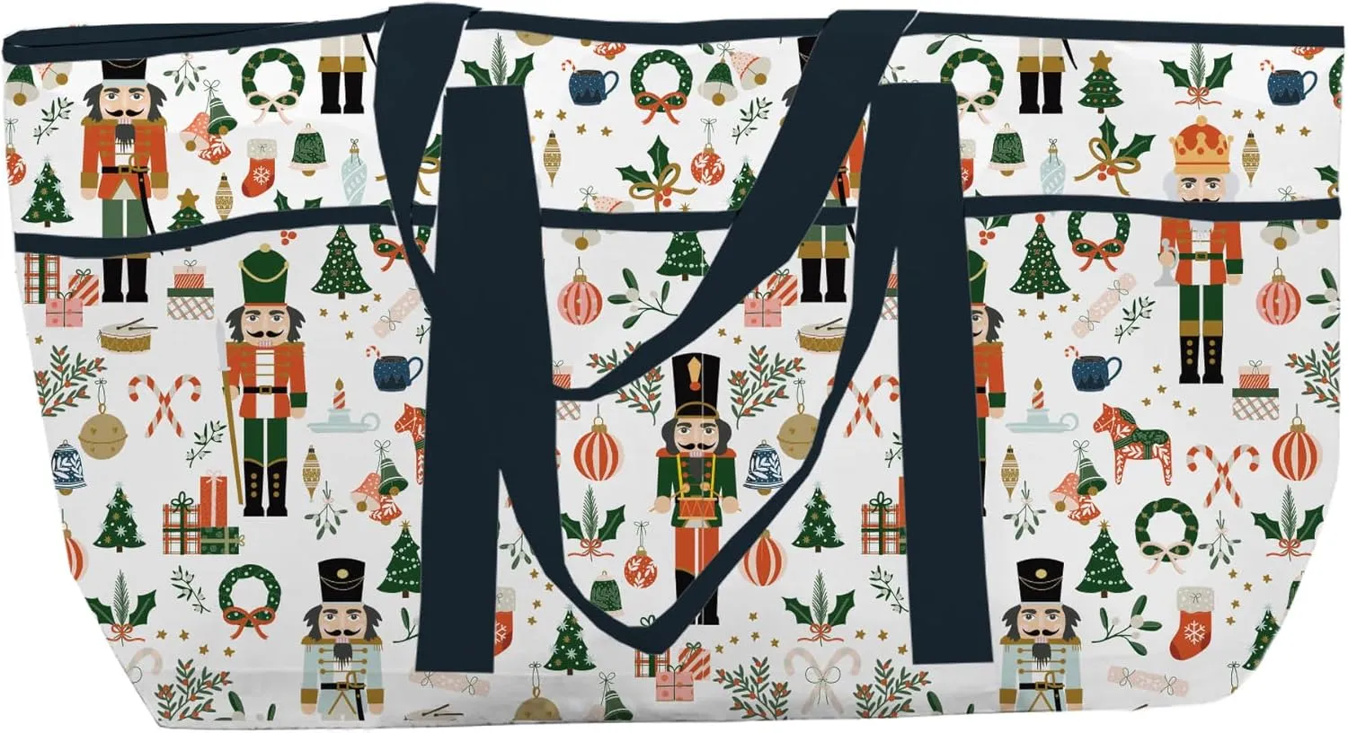 Mary Square Christmas Patterned 29 x 15 Non-Woven Laminate Open Tote Bag for
