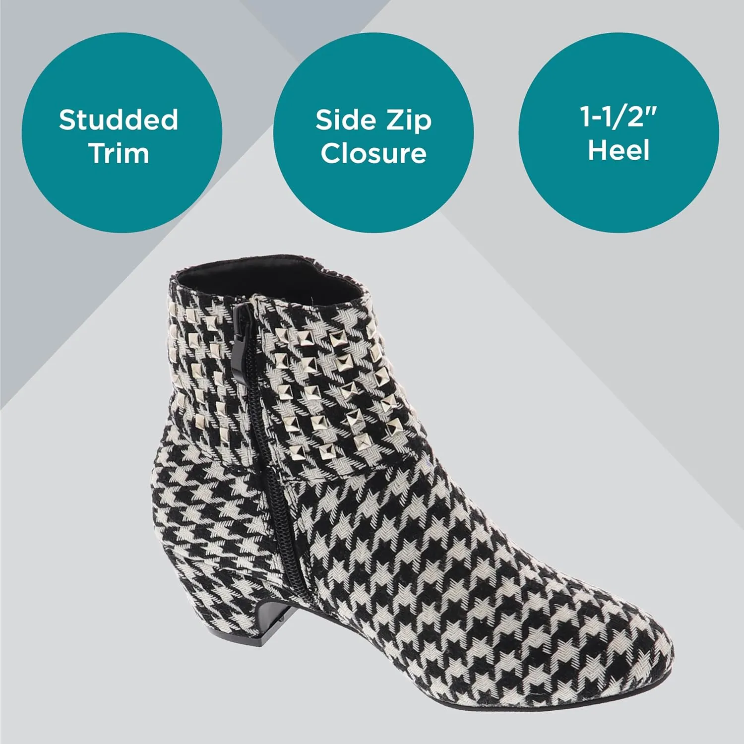 Masseys Women's Presley Studded Low Heel Ankle Boot