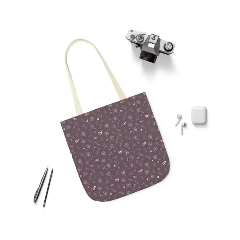 Mauve Canvas Tote with 5-color Straps for Chic Style