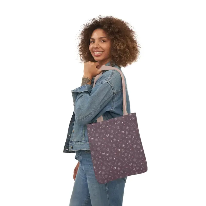 Mauve Canvas Tote with 5-color Straps for Chic Style