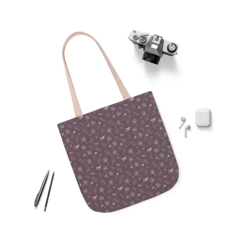 Mauve Canvas Tote with 5-color Straps for Chic Style