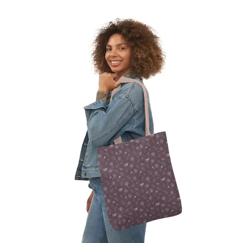 Mauve Canvas Tote with 5-color Straps for Chic Style