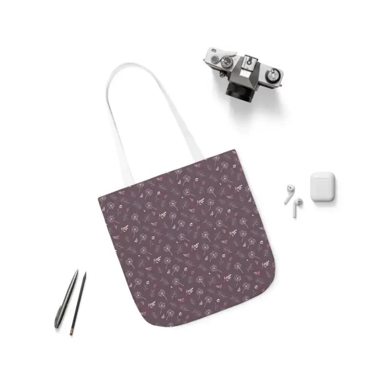 Mauve Canvas Tote with 5-color Straps for Chic Style