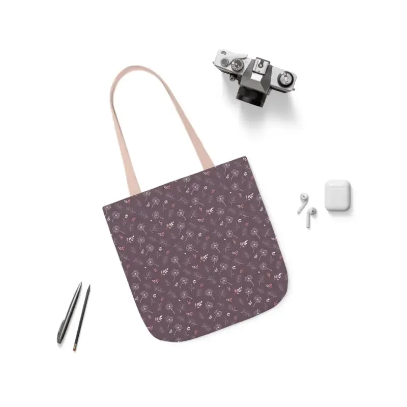 Mauve Canvas Tote with 5-color Straps for Chic Style