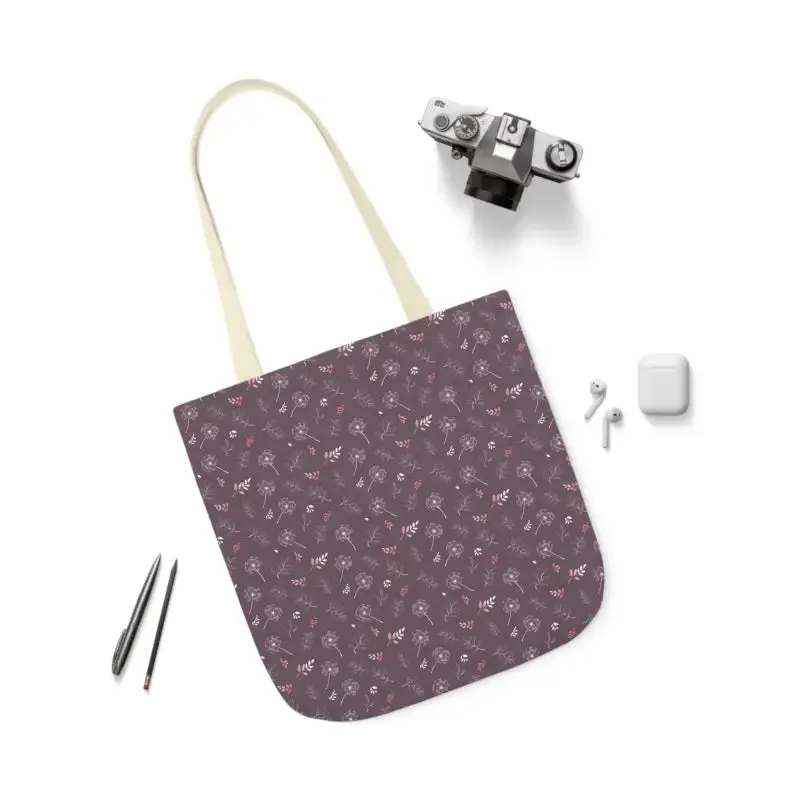 Mauve Canvas Tote with 5-color Straps for Chic Style