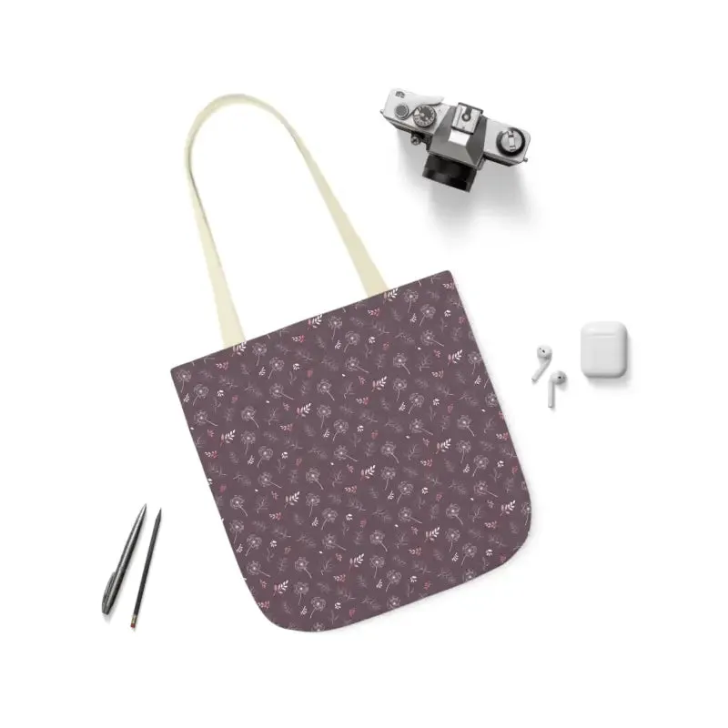 Mauve Canvas Tote with 5-color Straps for Chic Style