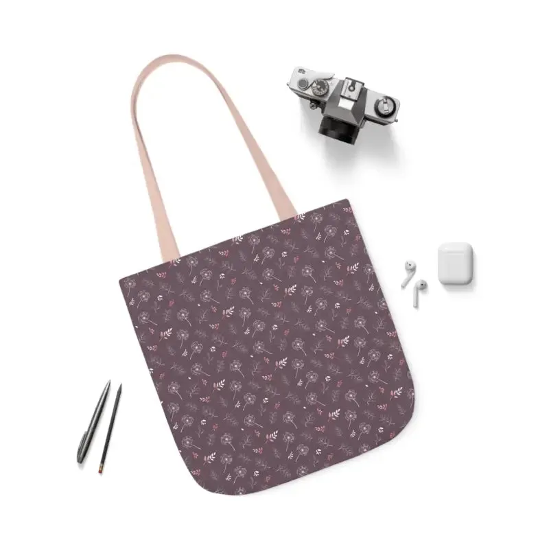 Mauve Canvas Tote with 5-color Straps for Chic Style