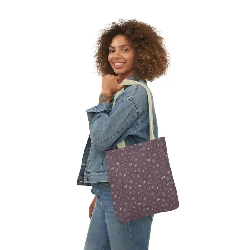 Mauve Canvas Tote with 5-color Straps for Chic Style