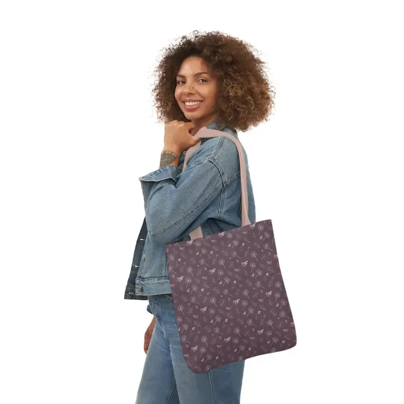 Mauve Canvas Tote with 5-color Straps for Chic Style