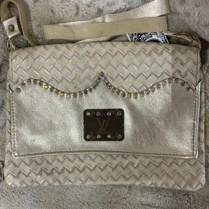 Maxine Gold Distressed Embossed Leather Foldover Flap Crossbody
