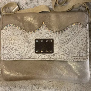 Maxine Gold Distressed Leather Foldover Flap Crossbody