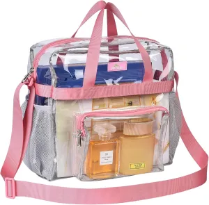 MAY TREE Clear Vinyl Tote Bag, Pink, 12 x 6 x 12 in