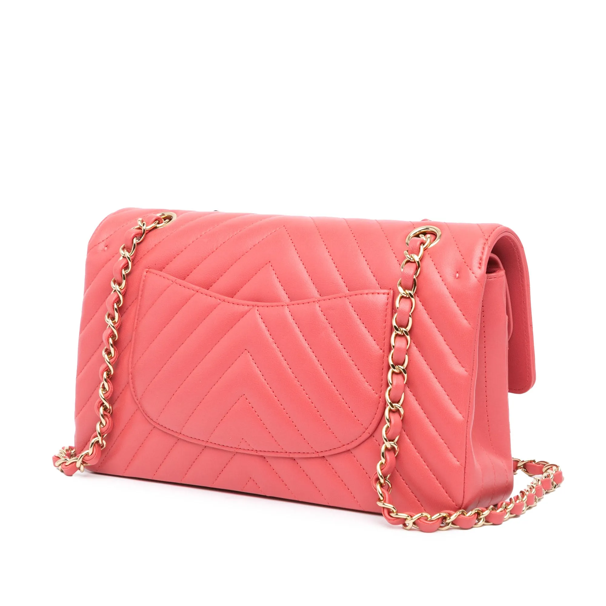 Medium Classic Chevron Lambskin Double Flap