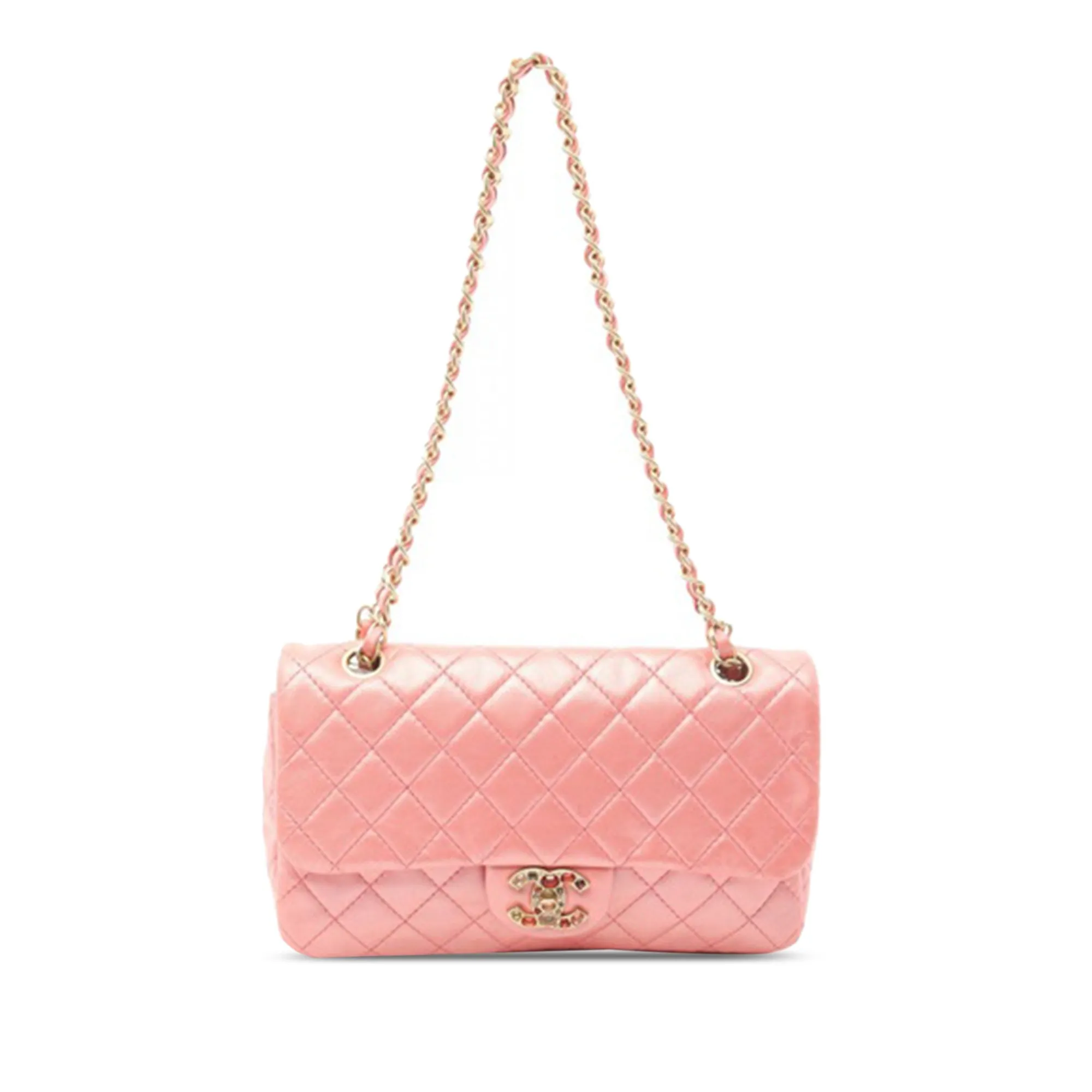 Medium Quilted Lambskin Precious Jewel Single Flap
