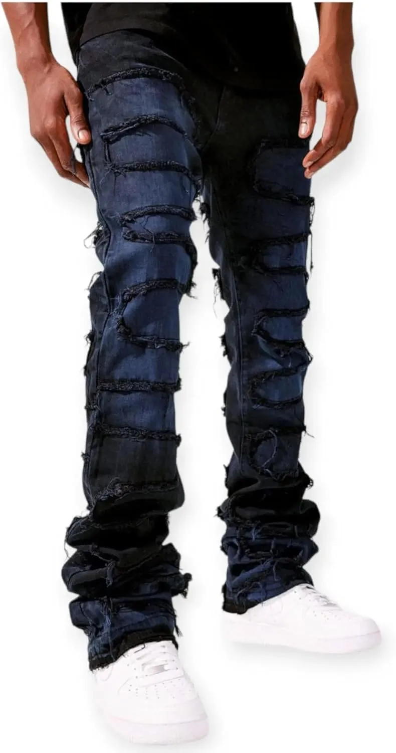 Men Martin Oasis Denim: Stacked, Ripped, Stretch, Relaxed Fit Jeans for Men – Stylish Blue Denim for Street Wear