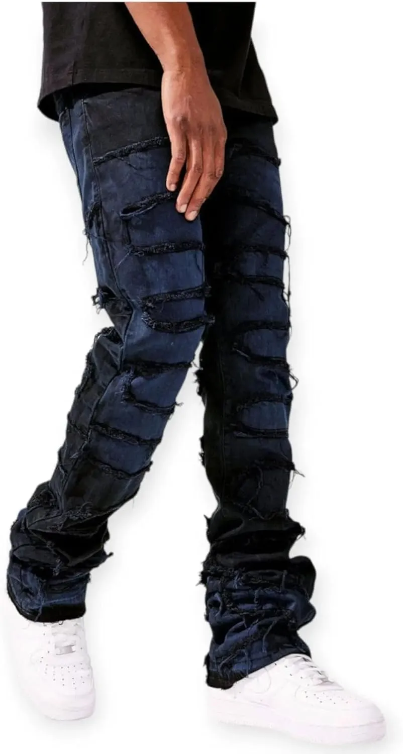 Men Martin Oasis Denim: Stacked, Ripped, Stretch, Relaxed Fit Jeans for Men – Stylish Blue Denim for Street Wear