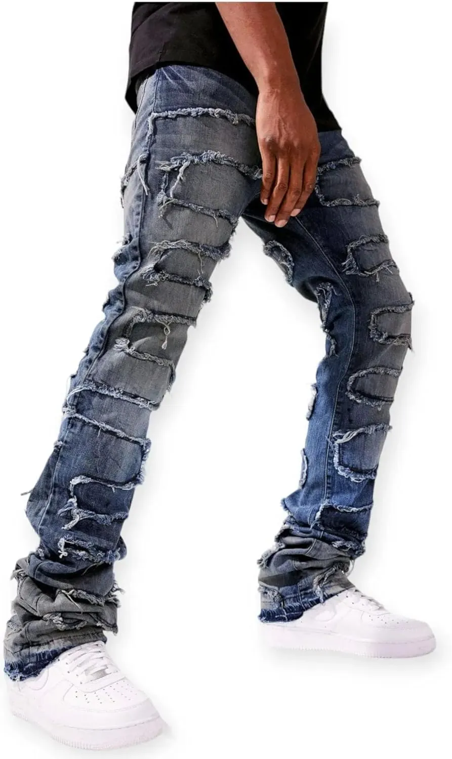 Men Martin Oasis Denim: Stacked, Ripped, Stretch, Relaxed Fit Jeans for Men – Stylish Blue Denim for Street Wear
