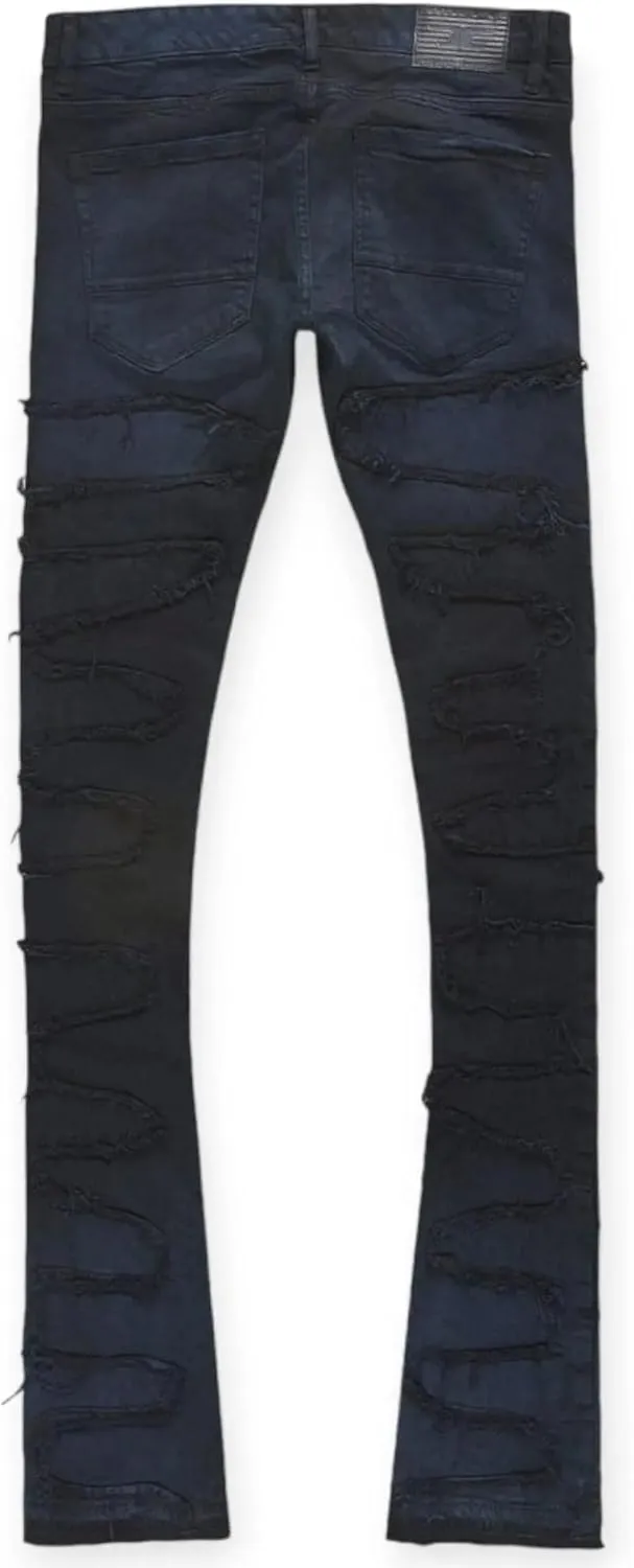 Men Martin Oasis Denim: Stacked, Ripped, Stretch, Relaxed Fit Jeans for Men – Stylish Blue Denim for Street Wear