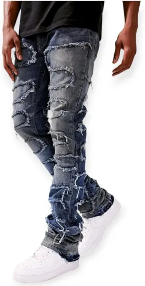 Men Martin Oasis Denim: Stacked, Ripped, Stretch, Relaxed Fit Jeans for Men – Stylish Blue Denim for Street Wear