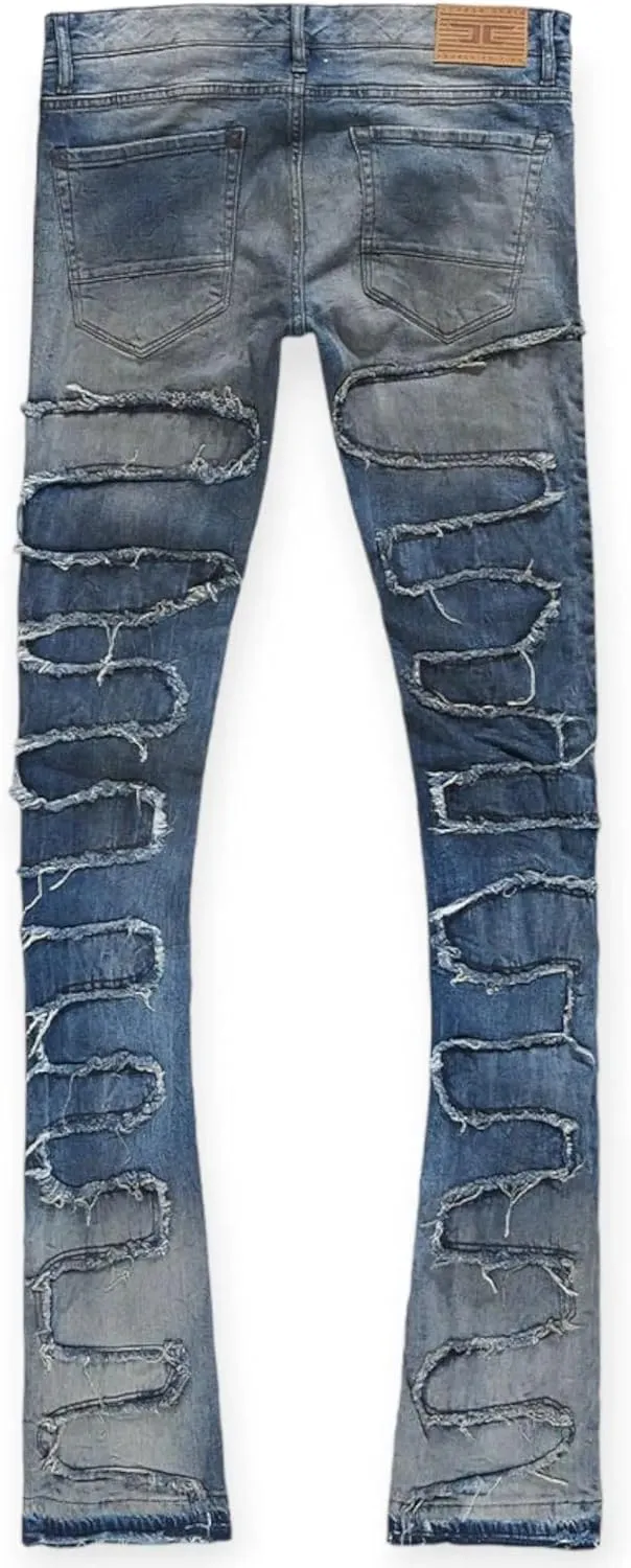 Men Martin Oasis Denim: Stacked, Ripped, Stretch, Relaxed Fit Jeans for Men – Stylish Blue Denim for Street Wear
