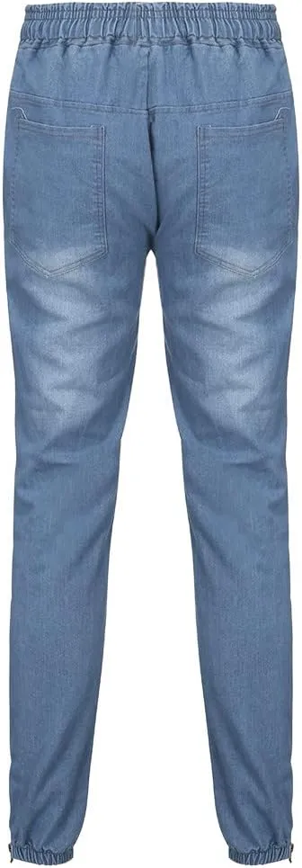 Men's Athletic Fit Stretch Jean Pure Colour Jeans with Zipper Pocket Jean Trouser Solid Fashion Big and Tall Mens