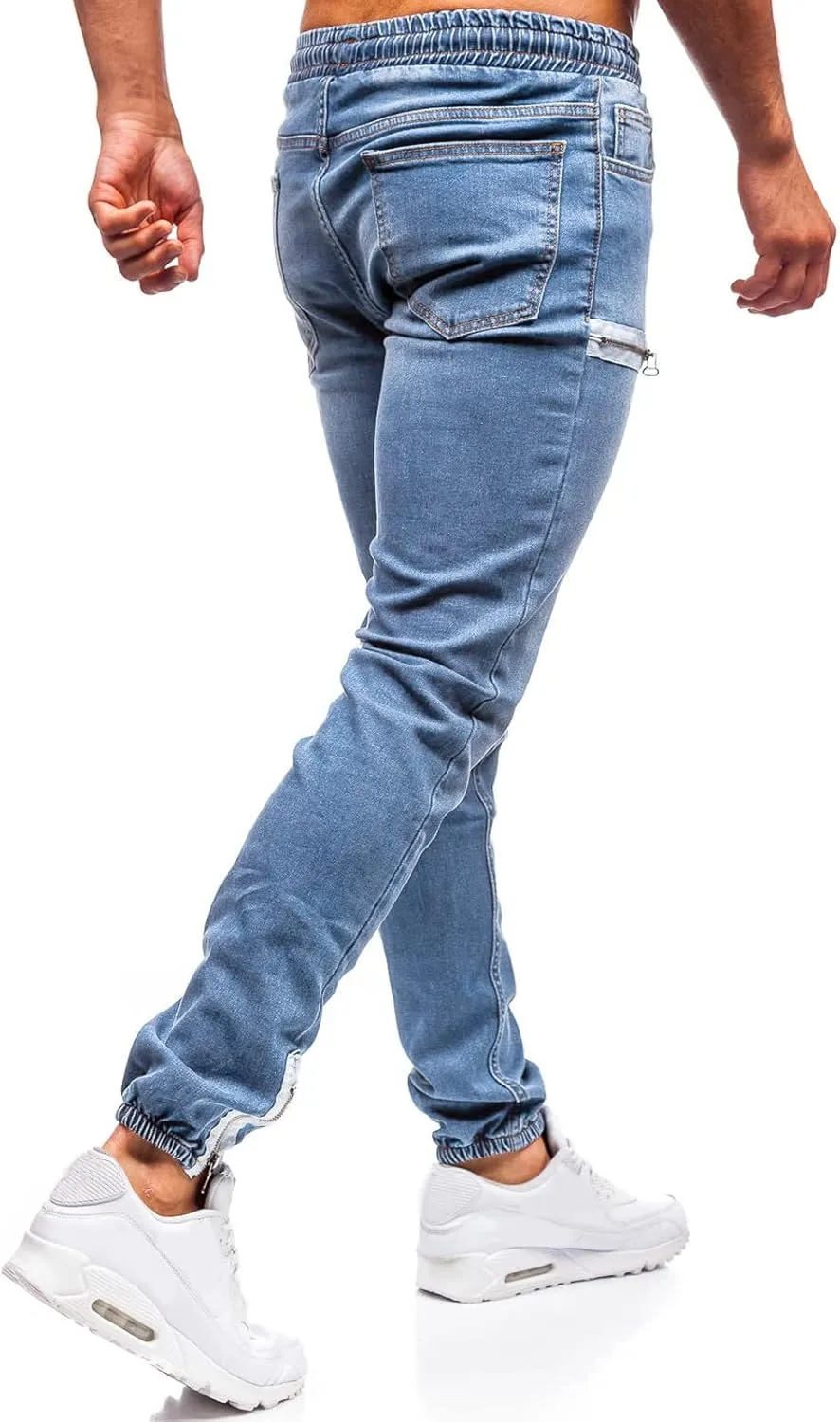 Men's Athletic Fit Stretch Jean Pure Colour Jeans with Zipper Pocket Jean Trouser Solid Fashion Big and Tall Mens
