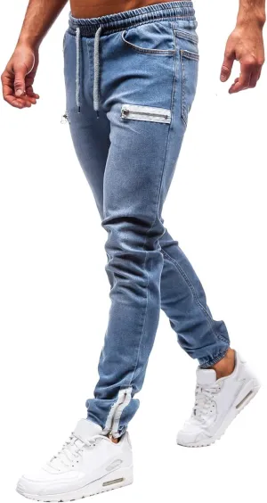Men's Athletic Fit Stretch Jean Pure Colour Jeans with Zipper Pocket Jean Trouser Solid Fashion Big and Tall Mens