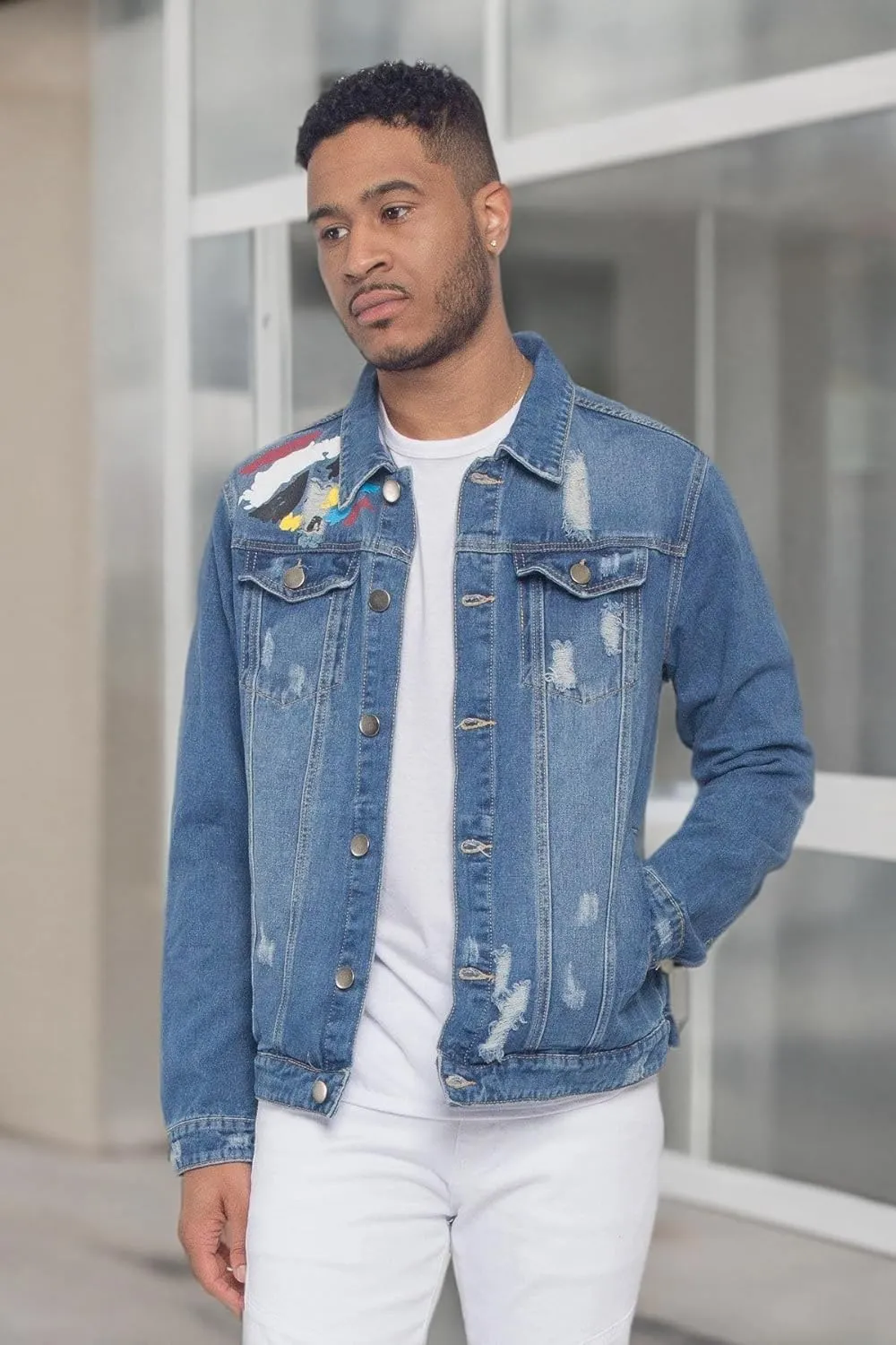 Men's Distressed Denim Jacket