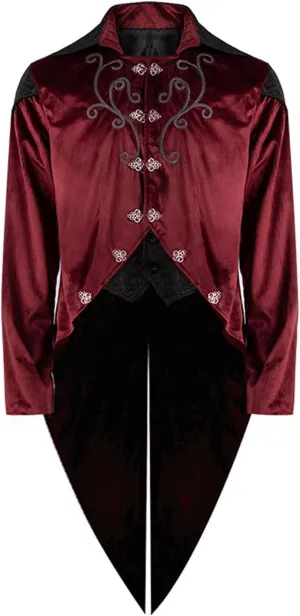 Men's Gothic Tailcoat Steampunk Retro Tail Coat Medieval Victorian Vintage Jacket Lapel Court Tuxedo Halloween Costume