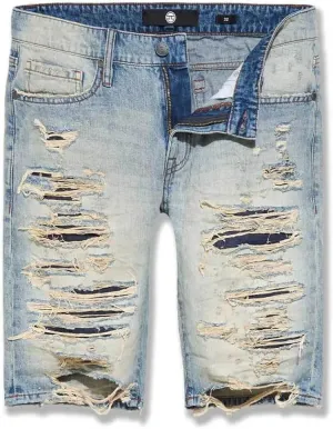 Men's Ironbound Twill Denim Shorts – Designer Fit, Distressed Detailing, Assorted Colors, 32