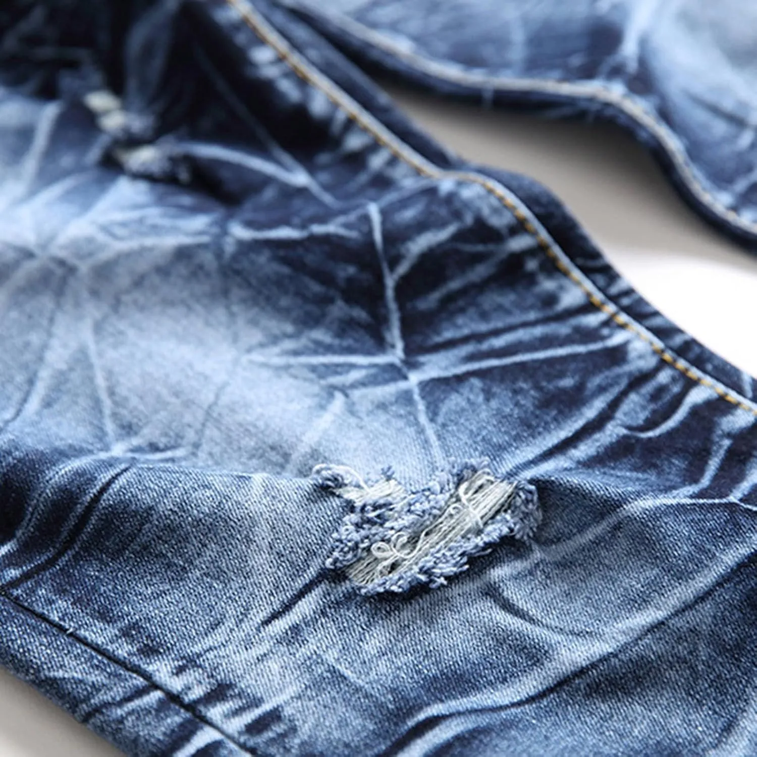 Men's Regular Fit Comfort Jean Frayed Pants Distressed Rip Trousers Straight Leg Jeans Men Mens Jeans Big and Tall