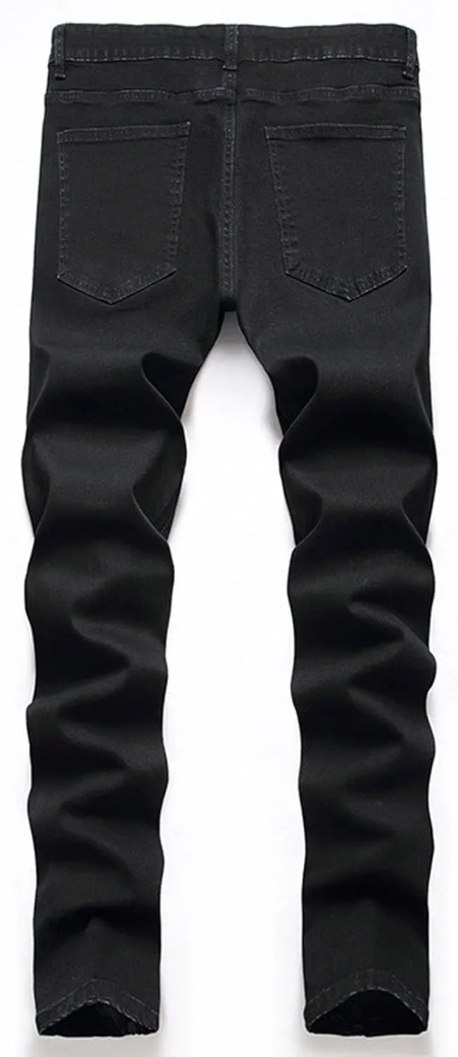 Men's Regular Fit Comfort Jean Frayed Pants Distressed Rip Trousers Straight Leg Jeans Men Mens Jeans Big and Tall
