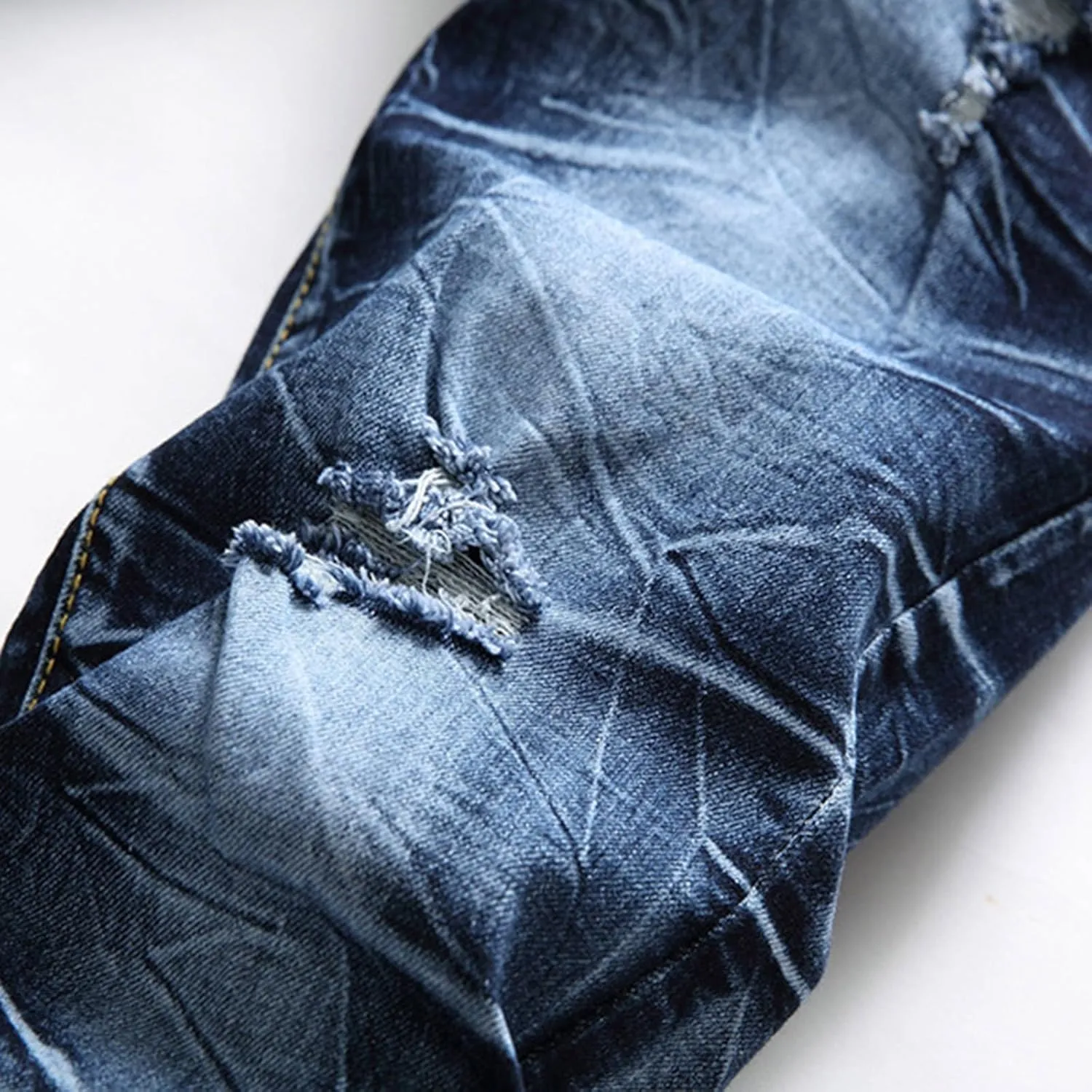 Men's Regular Fit Comfort Jean Frayed Pants Distressed Rip Trousers Straight Leg Jeans Men Mens Jeans Big and Tall