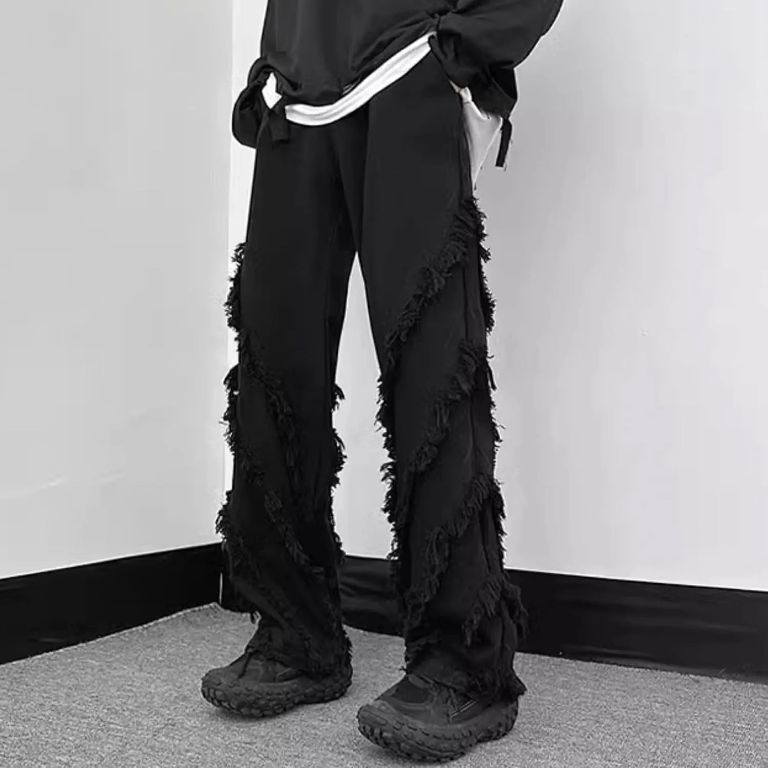 Men's Ripped Baggy Jeans Vintage Y2K Hip Hop Wide Leg Distressed Cargo Denim Pants Fit Skater