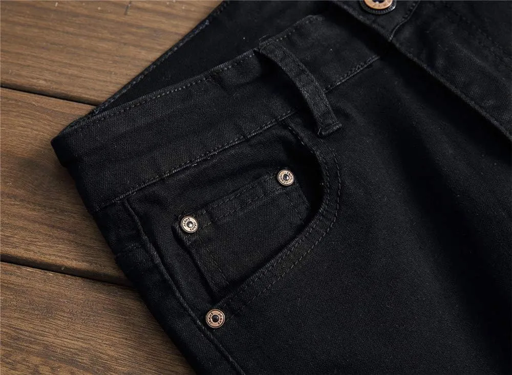 Men's Ripped Distressed Destroyed Straight Fit Washed Denim Jeans Pants