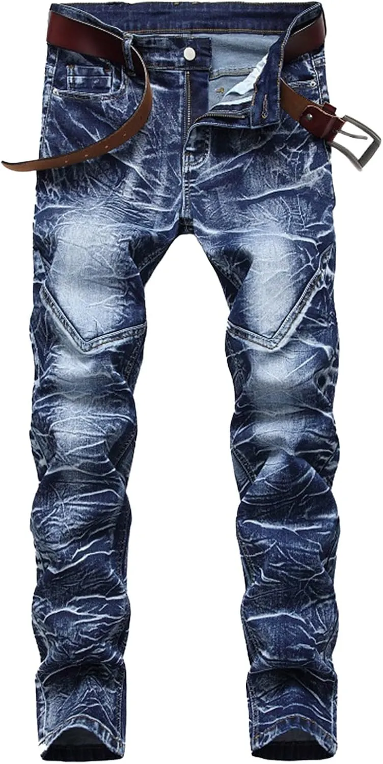 Men's Ripped Jeans Slim Fit Distressed Fashion Denim Jeans for Men
