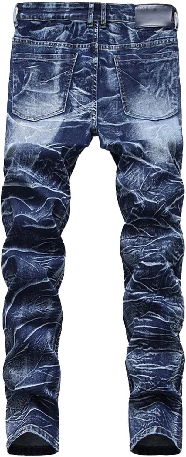 Men's Ripped Jeans Slim Fit Distressed Fashion Denim Jeans for Men