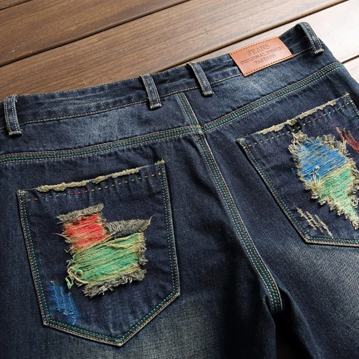 Men's Ripped Jeans Slim Fit Distressed Fashion Denim Jeans for Men