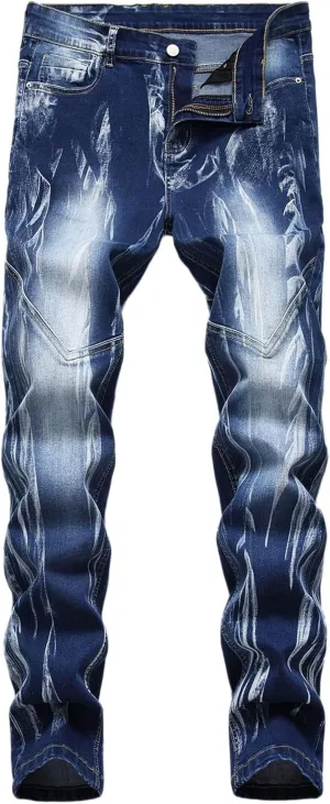 Men's Ripped Jeans Slim Fit Distressed Fashion Denim Jeans for Men