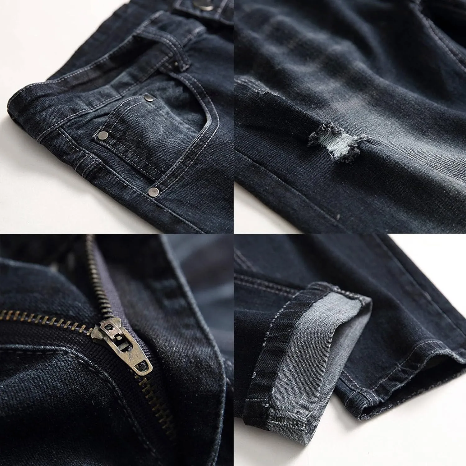 Mens Slim Fit Boot Cut Jeans Jeans Frayed Pants Distressed Rip Trousers Men Jeans Wide Jeans Men Mens