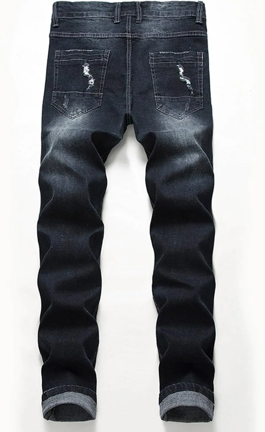 Mens Slim Fit Boot Cut Jeans Jeans Frayed Pants Distressed Rip Trousers Men Jeans Wide Jeans Men Mens