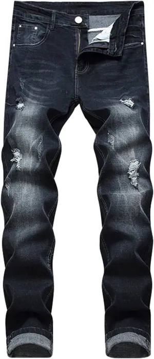 Mens Slim Fit Boot Cut Jeans Jeans Frayed Pants Distressed Rip Trousers Men Jeans Wide Jeans Men Mens