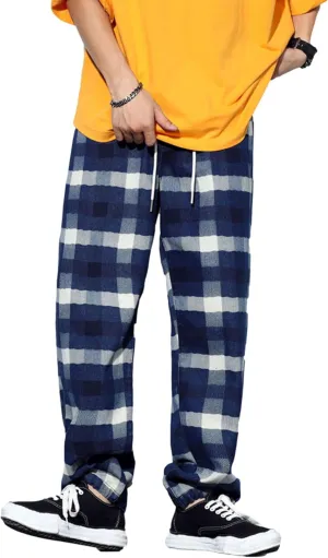 Men's Street Hip Hop Loose Straight Distressed Ripped Patchwork Skateboard Denim Jeans Pants