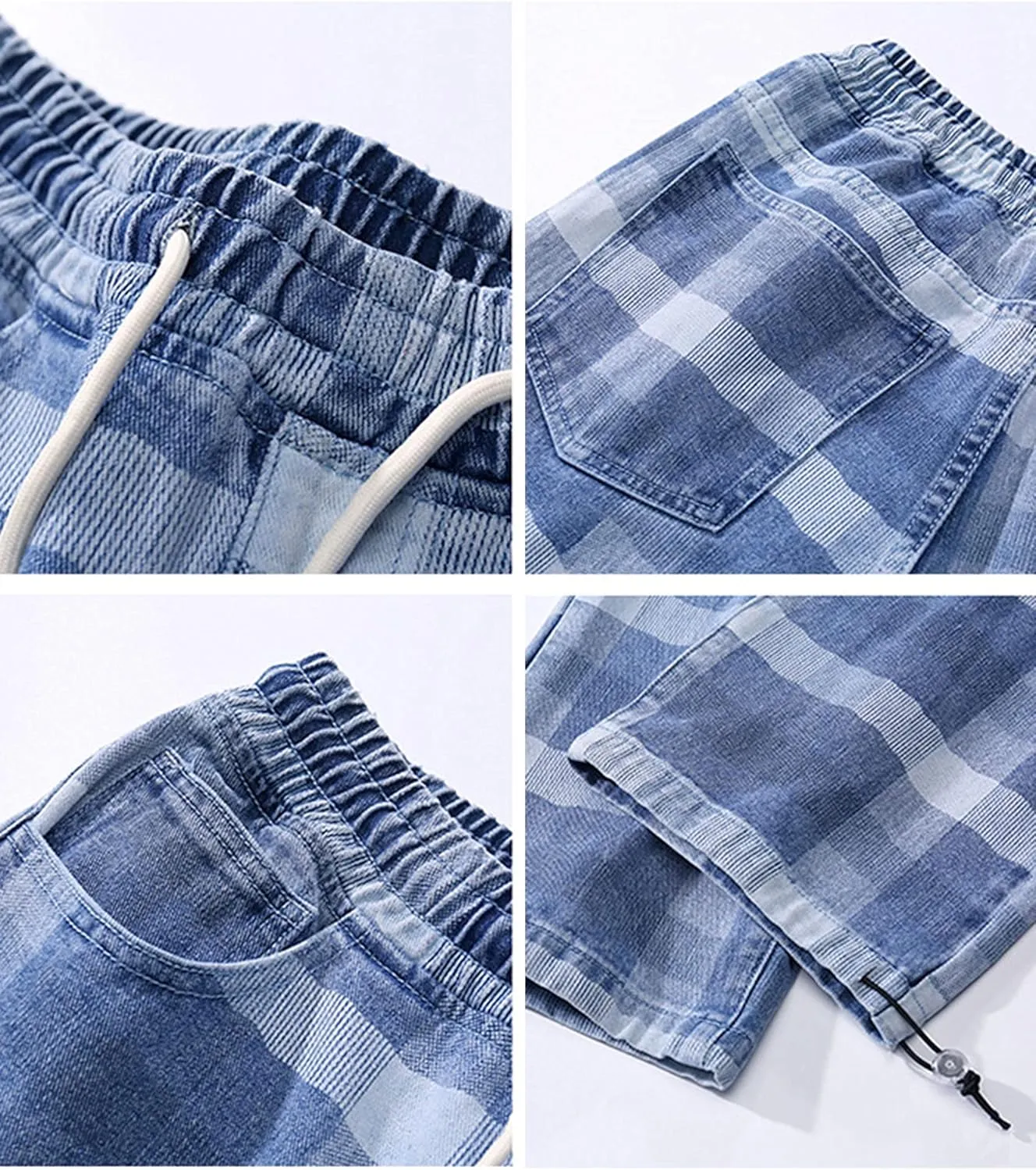 Men's Street Hip Hop Loose Straight Distressed Ripped Patchwork Skateboard Denim Jeans Pants