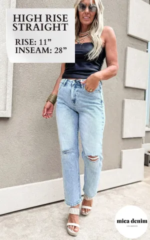 Mica | The Cara High Rise Straight Leg Denim Jeans * - Final Sale