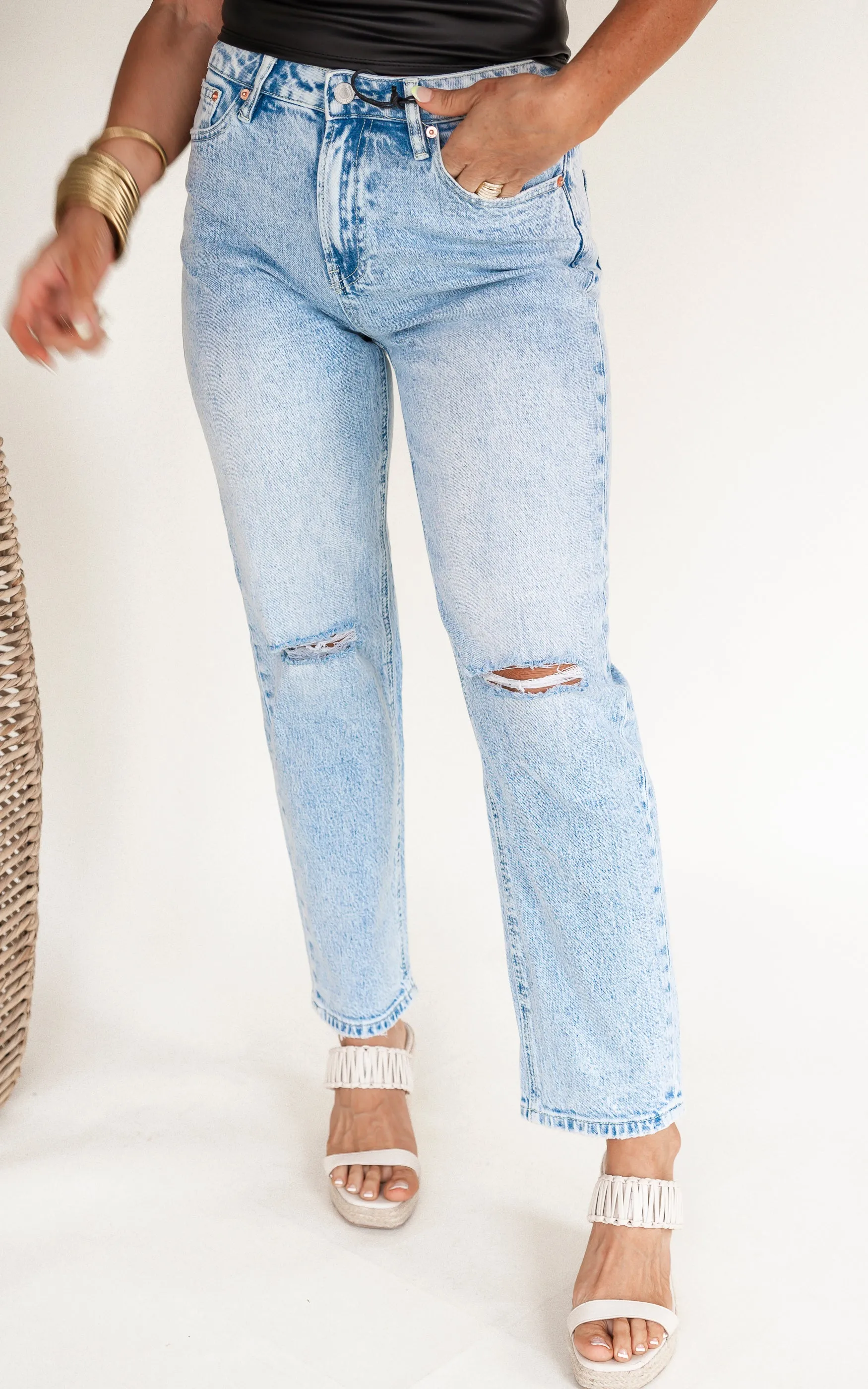 Mica | The Cara High Rise Straight Leg Denim Jeans * - Final Sale