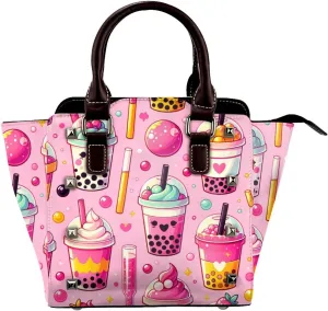 Milk-Tea-Joy Pu Leather Crossbody Studded Bag, Fashionable Shoulder Handbag With Detachable Shoulder Strap
