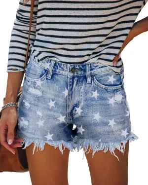 MINGALONDON Women's Denim Shorts Mid Waist Ripped Distressed