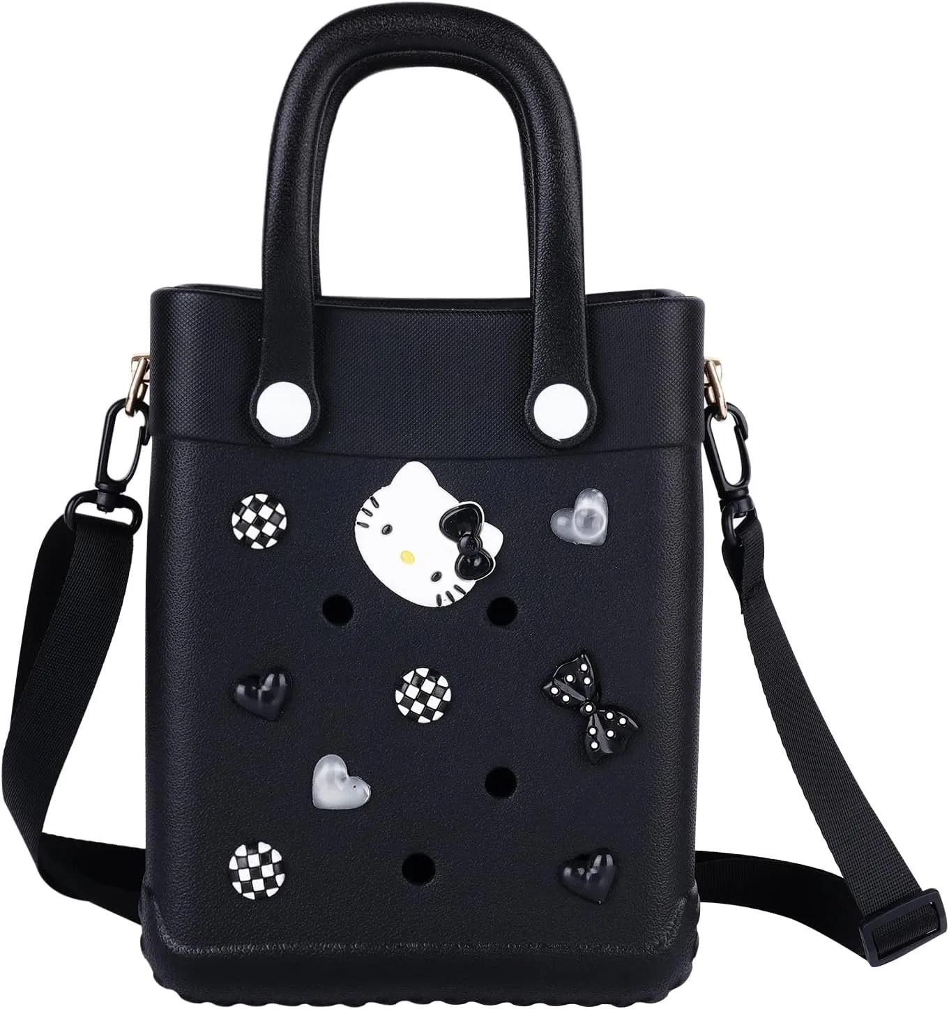Mini Beach Rubber Tote Bag - Small Waterproof Bitty Washable Handbag with Charms for Women
